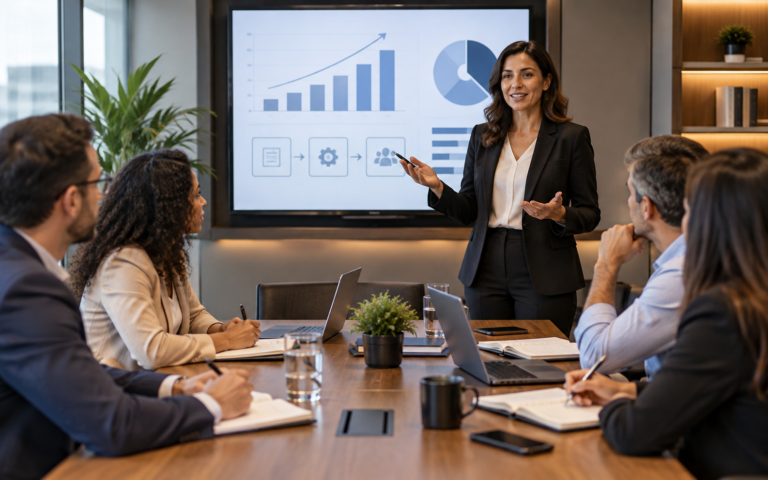 Apresentação de processos de governança tributária para a equipe de uma empresa